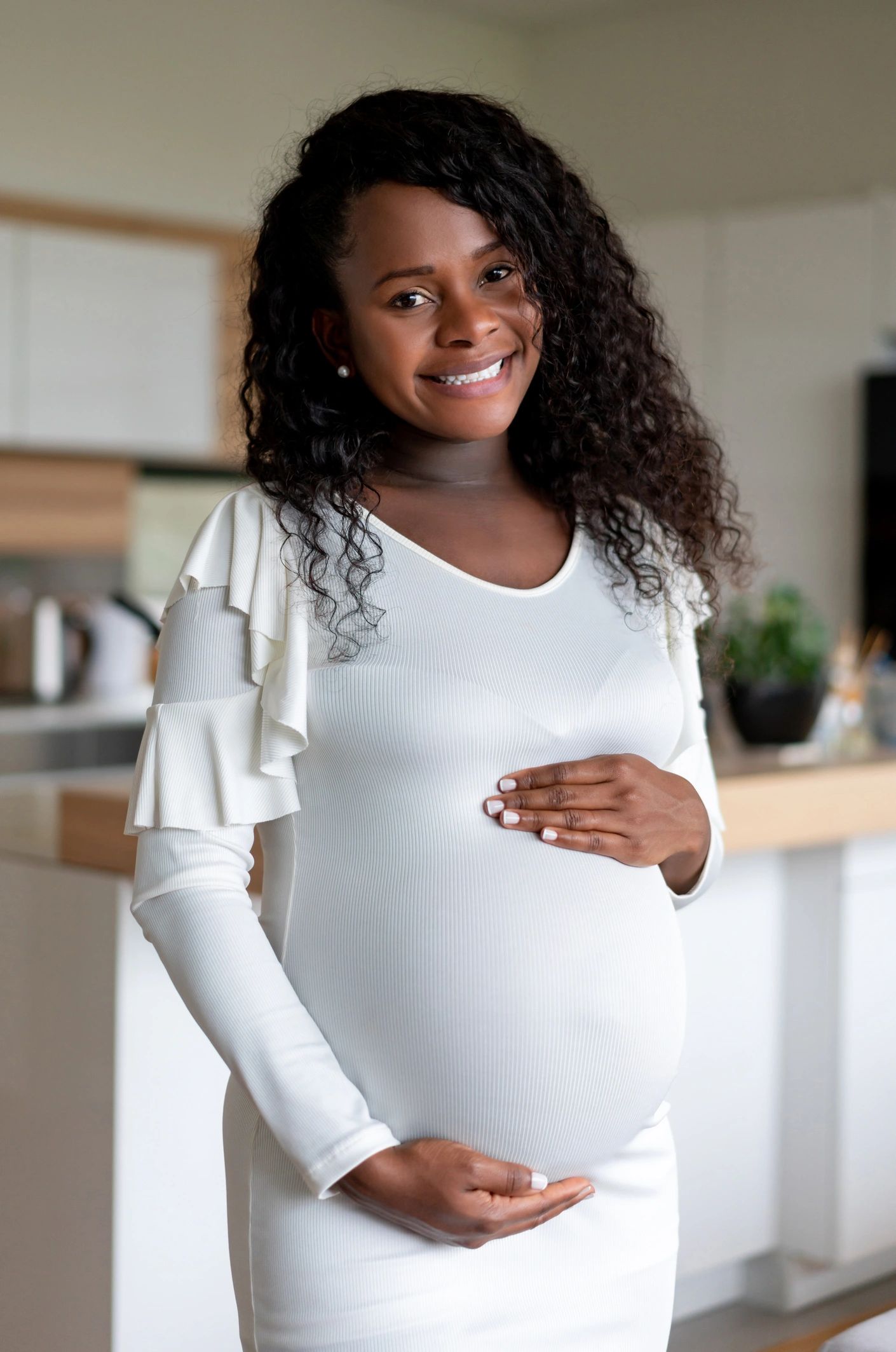 Beautiful African American woman expecting a baby