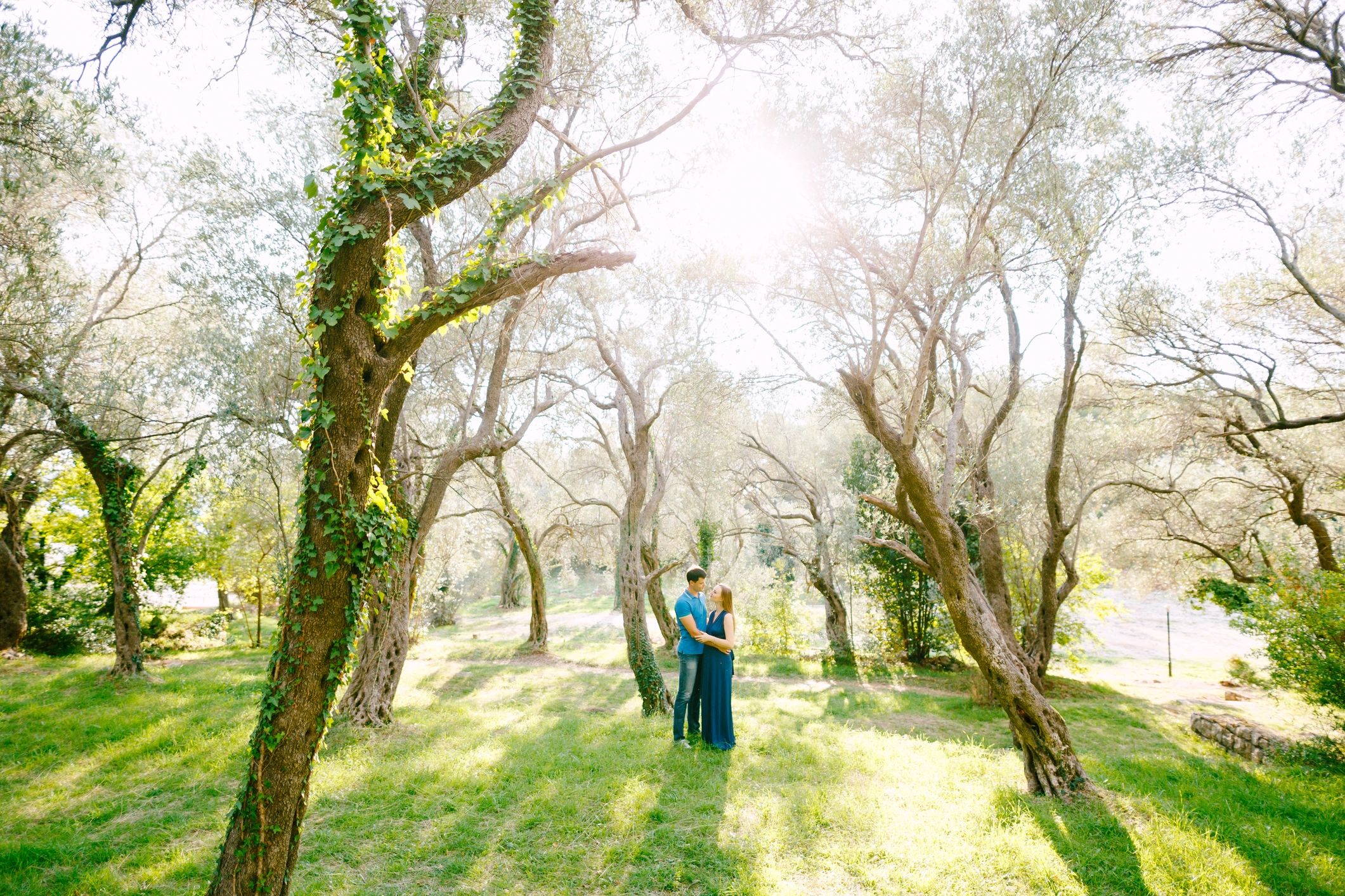 Couple embracing outdoors