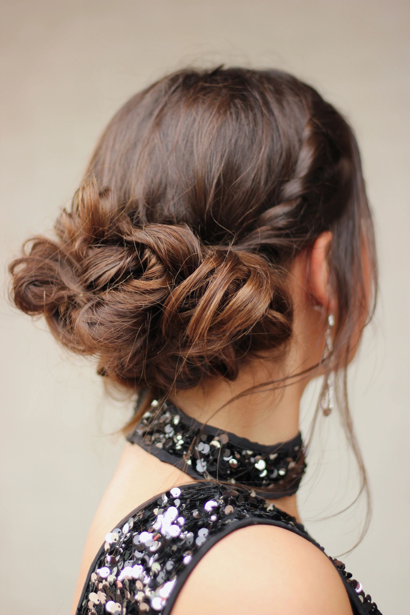Elegant formal updo portrait detail
