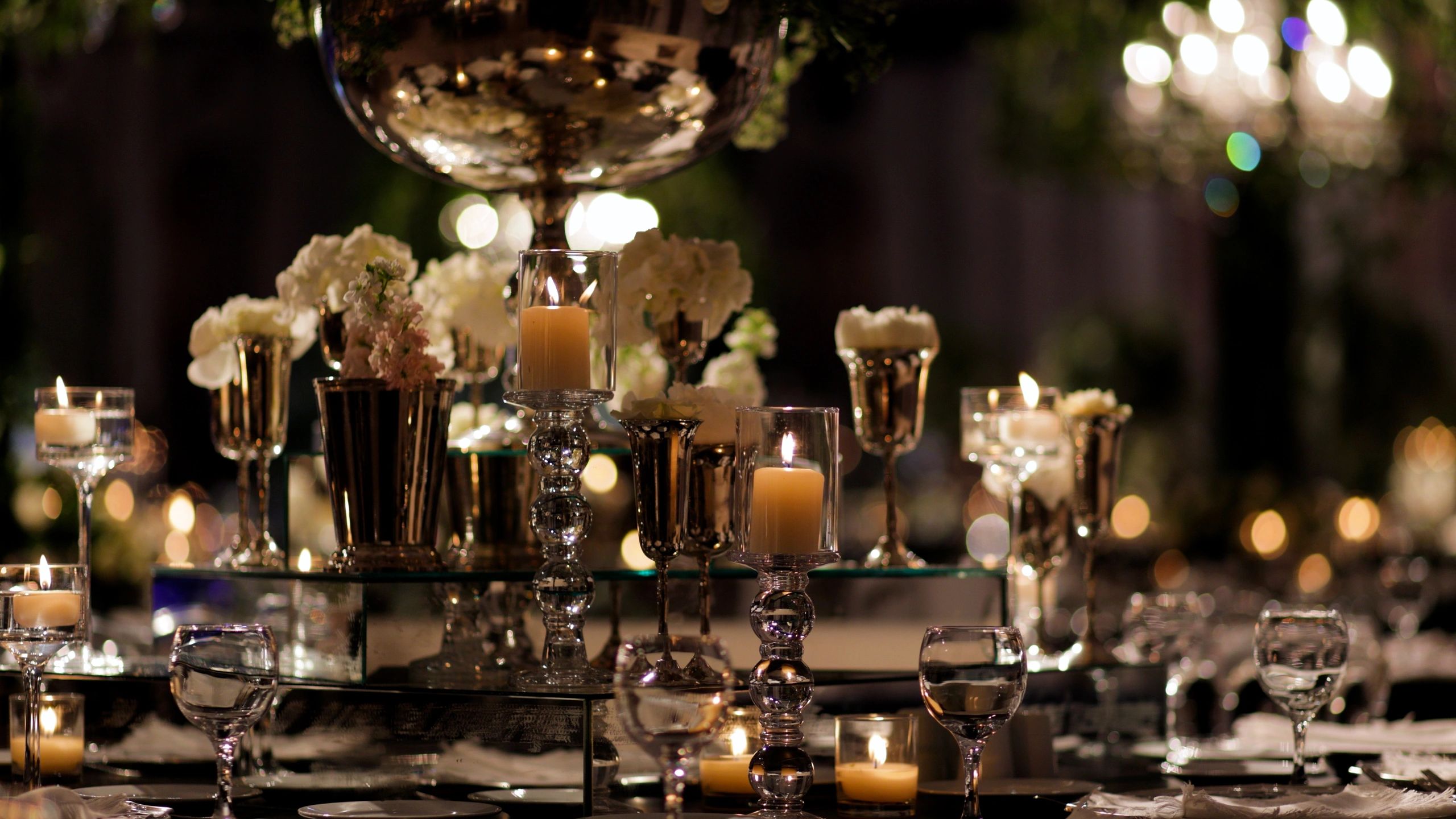 Floral table decoration at a celebration