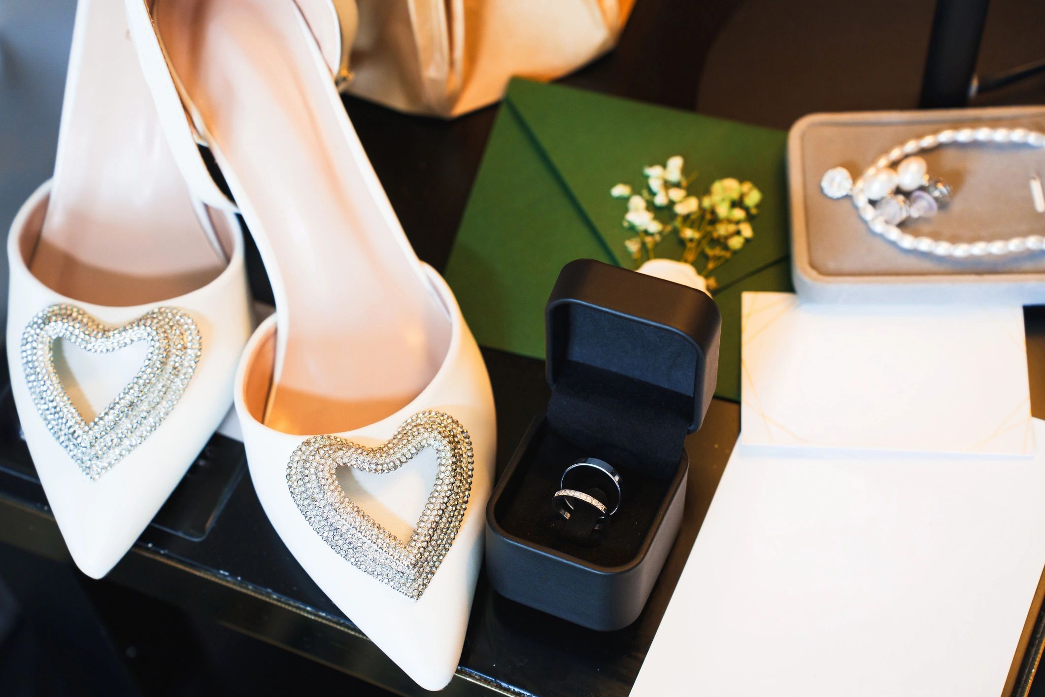 Bridal accessories before ceremony